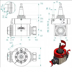 CNC Aggregate Head CORMAK ISO30 Dual ER32 + Saw Right-Angle | CORMAK