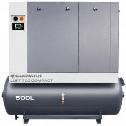 Skruvkompressor med avfuktare och 500 liters behållare – LUFT 700 COMPACT 5,5 kW – 650 l/min