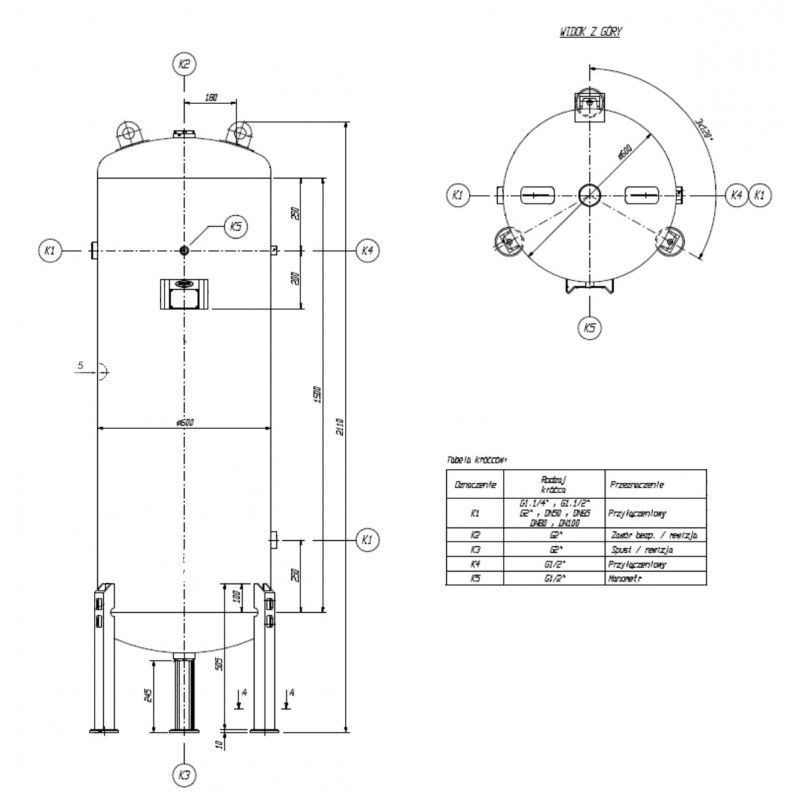 Vertical Air Tank 500L 16 bar with Accessories | CORMAK