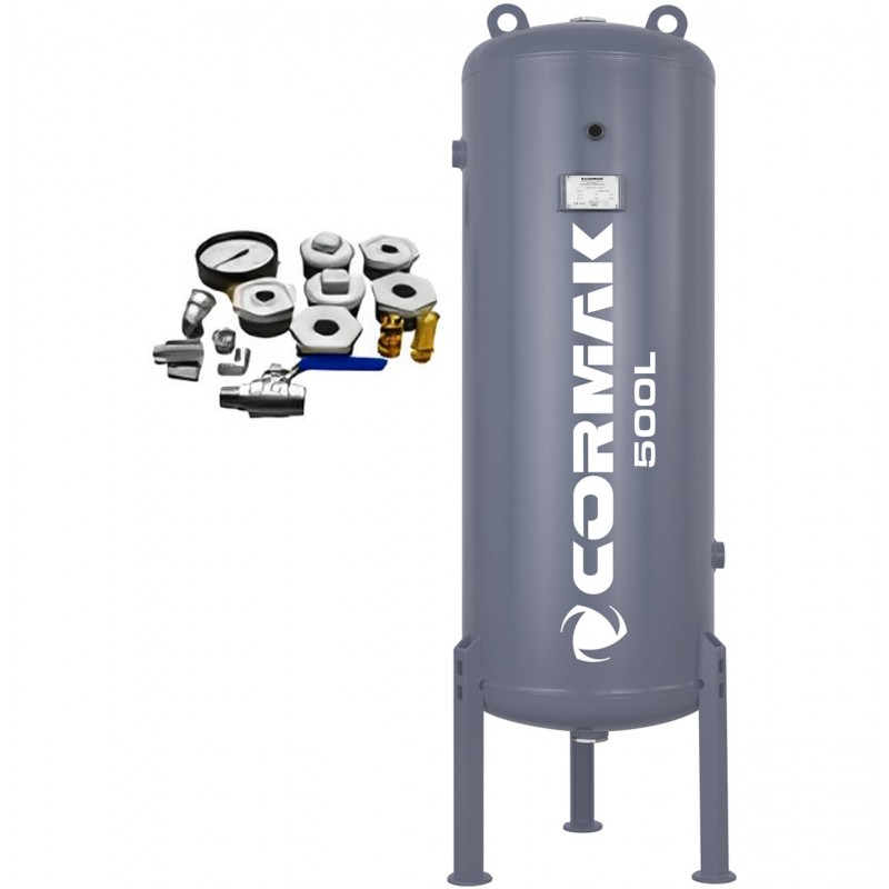 Vertical Air Tank 500L 16 bar with Accessories | CORMAK