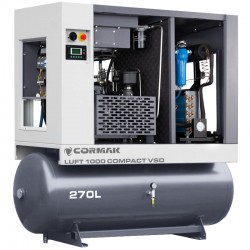 Skruvkompressor med avfuktare, frekvensomriktare och 270 liters behållare – LUFT 1000 VSD COMPACT 7,5 kW – 950 l/min