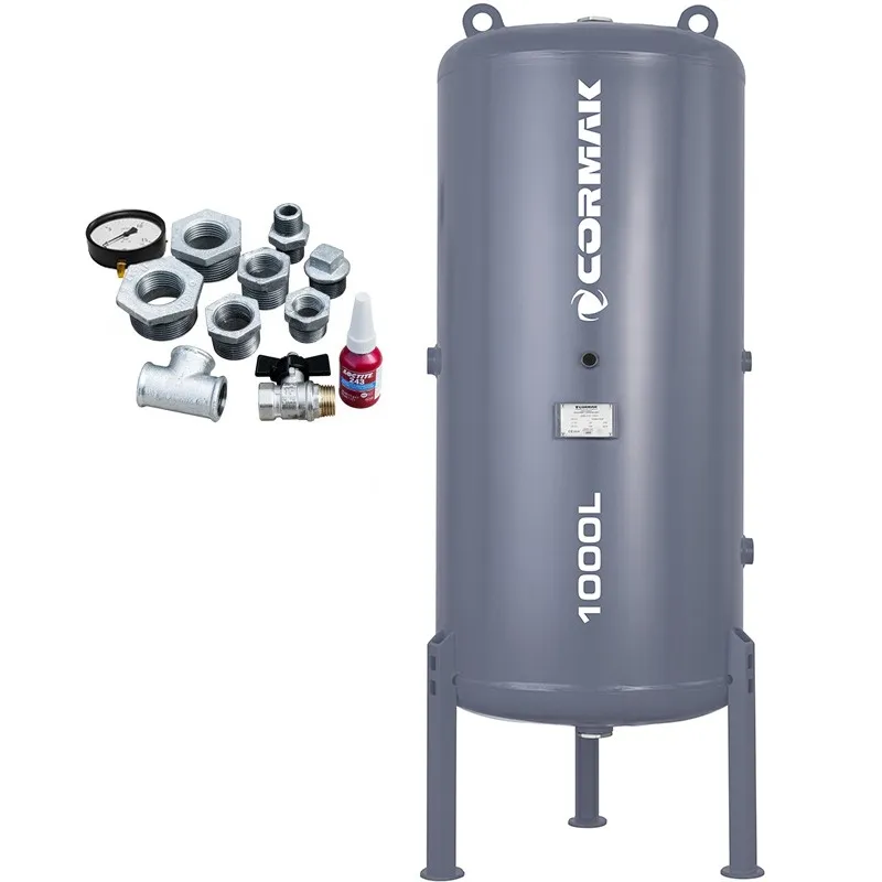 Vertical Air Tank 1000L 11 bar with Accessories for Screw Compressor CORMAK