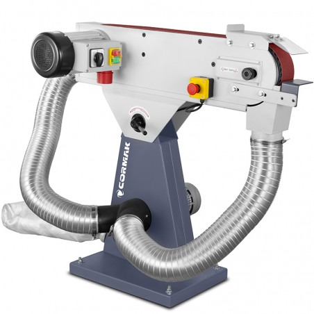 Belt Grinding Machine for Metal with Extraction CORMAK SM75DC | Industrial Two-Speed Grinder | CORMAK