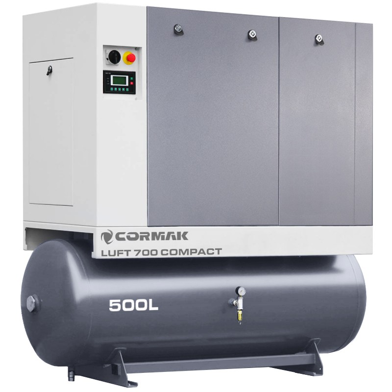 Skruvkompressor med avfuktare och 500 liters behållare – LUFT 700 COMPACT 5,5 kW – 650 l/min