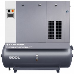 Screw Air Compressor CORMAK THEOR 20 COMPACT 15kW 2000L/min with Air Dryer and 500L Air Tank | CORMAK