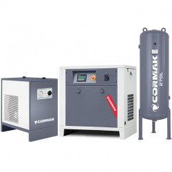 Skruvkompressor LUFT 1000 – 7,5 kW – 950 l/min + Kylavfuktare N10S + Vertikal tryckbehållare 270 l