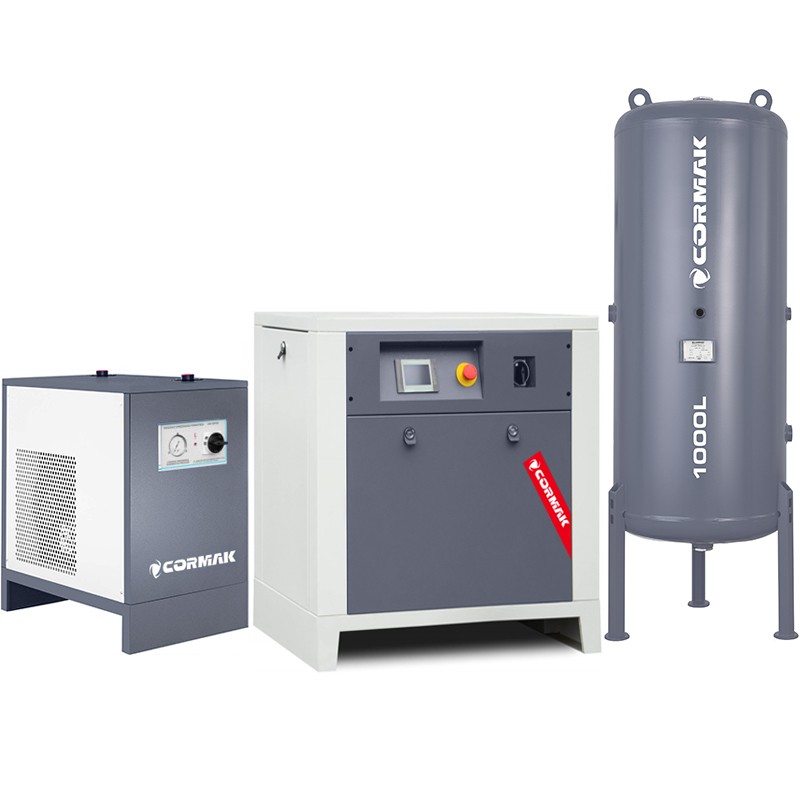 Screw Compressor LUFT 1000 INVERTER 7.5 kW 950 L/min + Air Dryer + 1000 L Tank | CORMAK