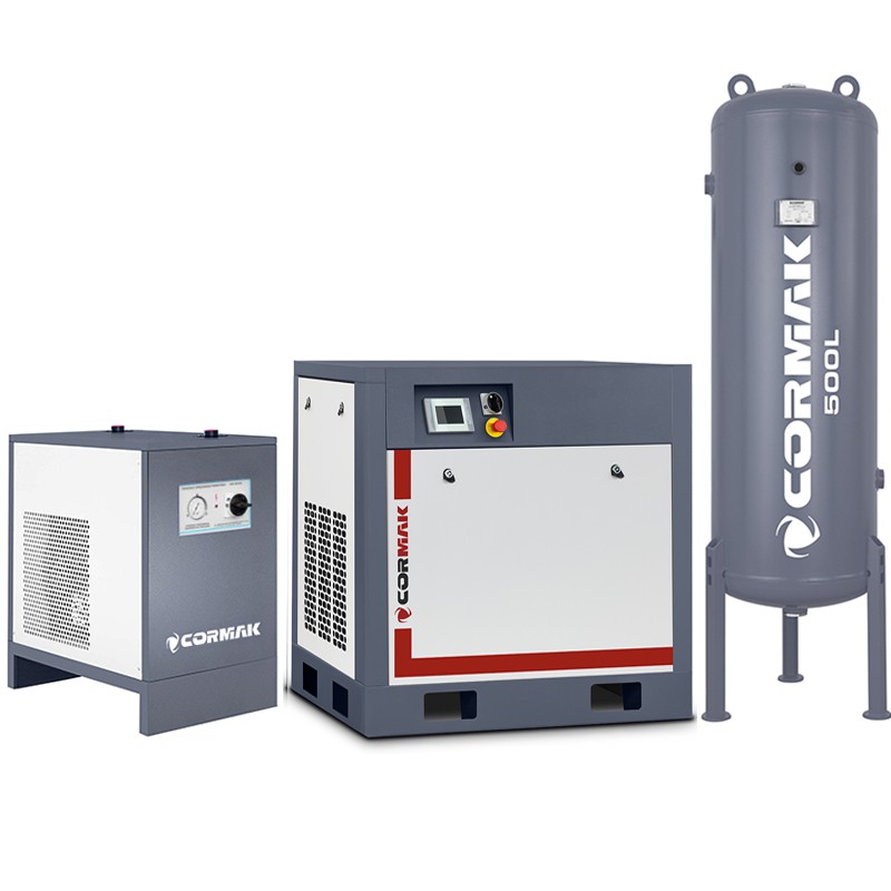 THEOR 20 compressor set with inverter - 15kW - 2000 L/min. + IZBERG N20S dehumidifier + 500 L vertical cylinder