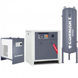 Skruvkompressor LUFT 700 – 5,5 kW – 650 l/min + kylavfuktare N10S + vertikal tryckluftsbehållare 500 l