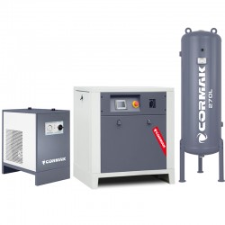 Screw Compressor Set CORMAK LUFT 1000 INVERTER 7.5 kW – 950 L/min + Air Dryer IZBERG N10S + 270 L Vertical Air Tank
