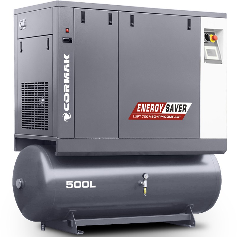 Screw Compressor CORMAK LUFT700 VSD+PM COMPACT 5.5kW 500L | Energy Saver | CORMAK