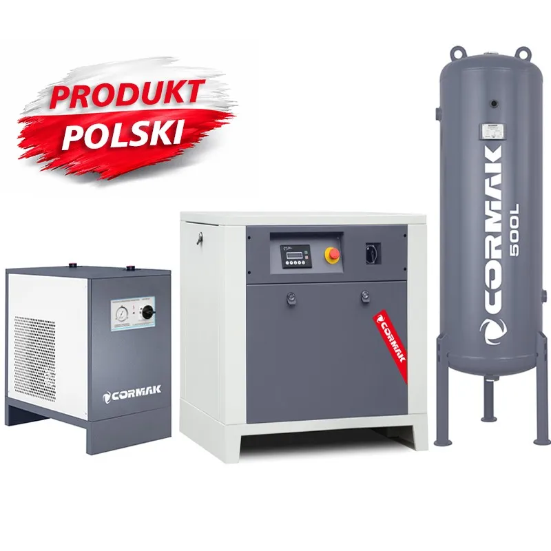 Screw Compressor with IZBERG N10S Dryer and 500L Vertical Tank CORMAK LUFT 1000 950L/min 7.5kW