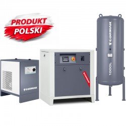 Skruvkompressor LUFT 1000 – 7,5 kW – 950 l/min + kylavfuktare N10S + vertikal tryckluftsbehållare 1000 l