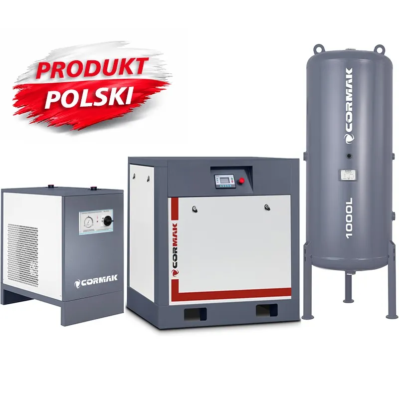 Screw Compressor with IZBERG N20S Dryer and 1000L Vertical Tank CORMAK THEOR 20 2000L/min 15kW
