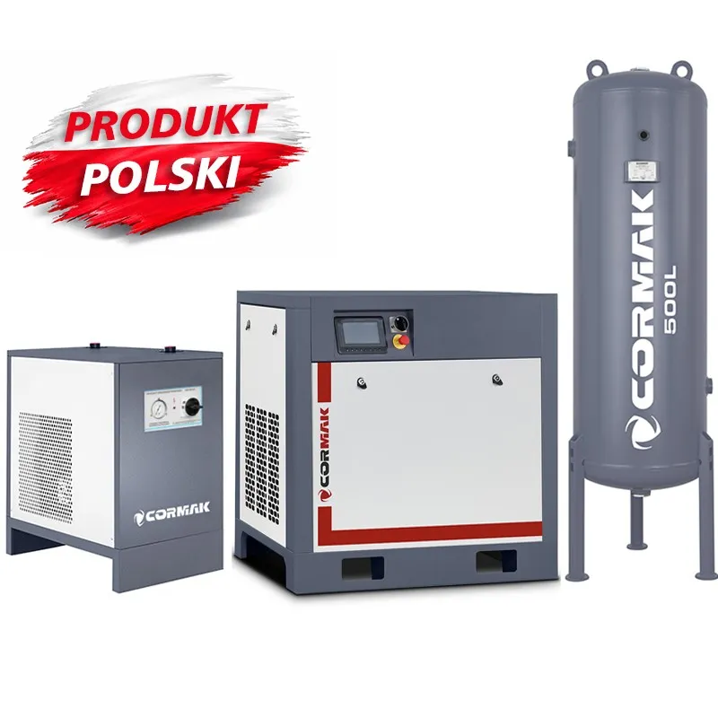 Screw Compressor with Inverter, IZBERG N30S Dryer and 500L Vertical Tank CORMAK THEOR 30 3200L/min 22kW