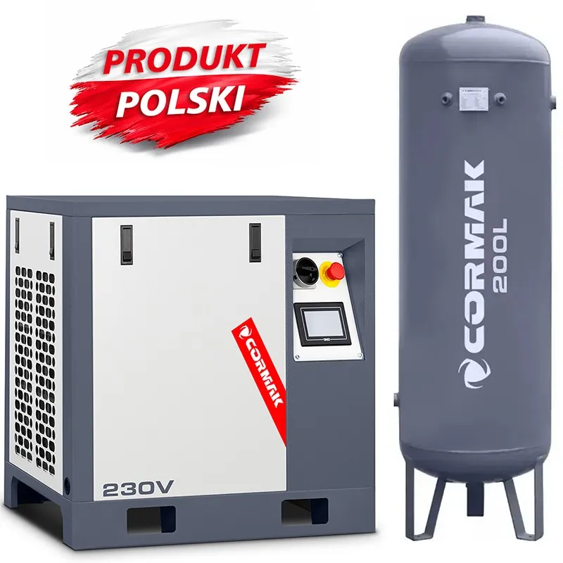 Screw Compressor with Inverter and 200L Vertical Tank CORMAK LUFT 400 380L/min 3.0kW 230V