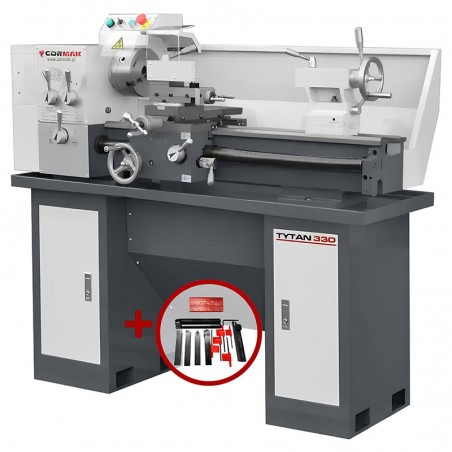 Conventional Universal Lathe CORMAK 330 x 700 230V with Stand + Turning Tool Set | CORMAK