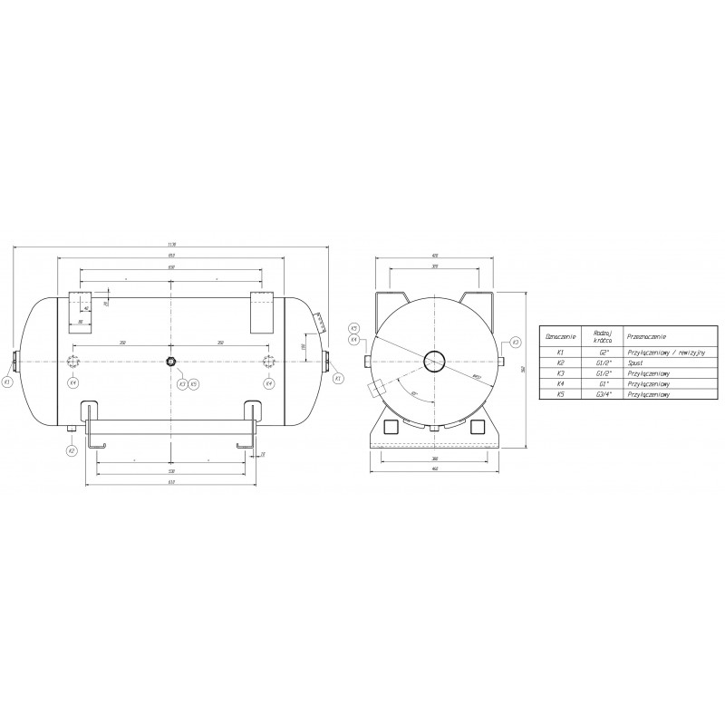 Horizontal Pressure Vessel for Compressed Air for Compressor 11bar 150L