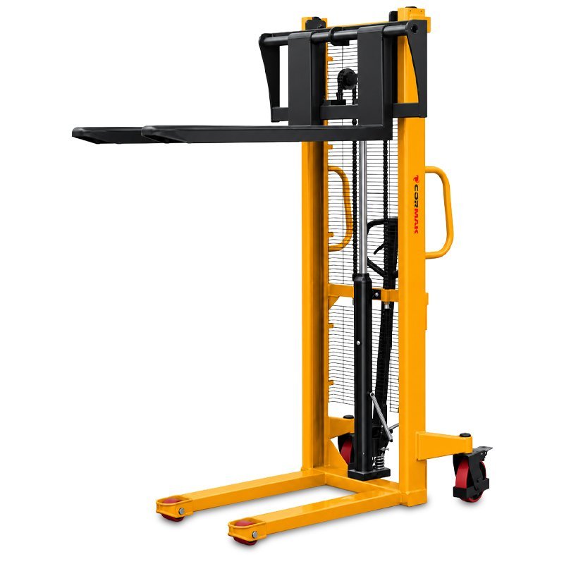 Manual Hydraulic Pallet Stacker CORMAK WRHS 2016 with Adjustable Forks (2,000kg Capacity, 1,600mm Lift)