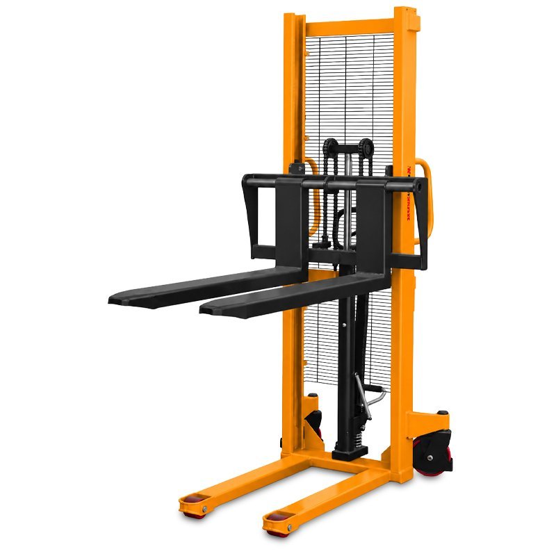 Manual Hydraulic Pallet Stacker CORMAK WRHS 2016 with Adjustable Forks (2,000kg Capacity, 1,600mm Lift)