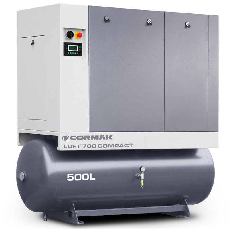 Screw Air Compressor CORMAK LUFT 700 COMPACT 5.5kW 650L/min with Air Dryer and 500L Air Tank | CORMAK
