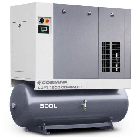 Screw Air Compressor CORMAK LUFT 1500 COMPACT 11kW 1580L/min with Air Dryer and 500L Air Tank | CORMAK