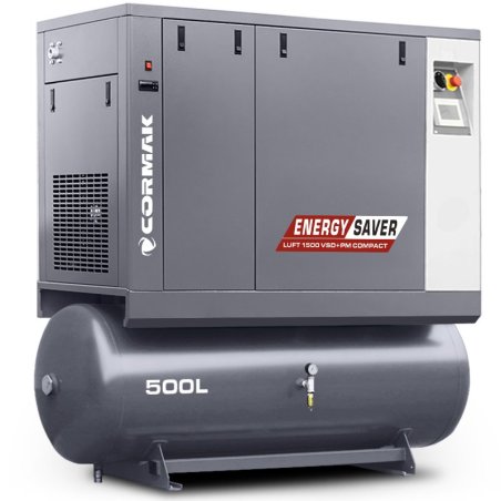 Screw Compressor CORMAK LUFT 1500 VSD+PM COMPACT 11kW with Dryer and 500L Tank | CORMAK