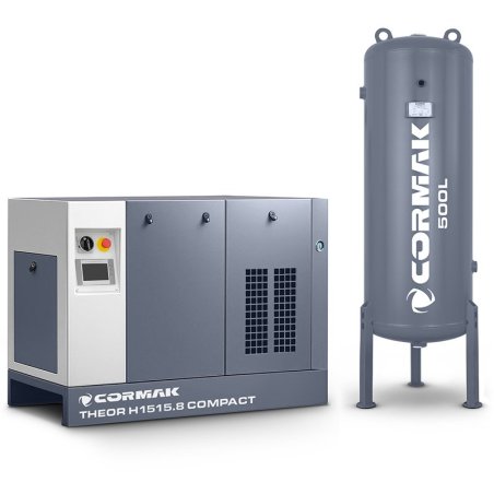 High-Pressure Screw Compressor 15kW 14bar + Dryer + 500L Tank | CORMAK